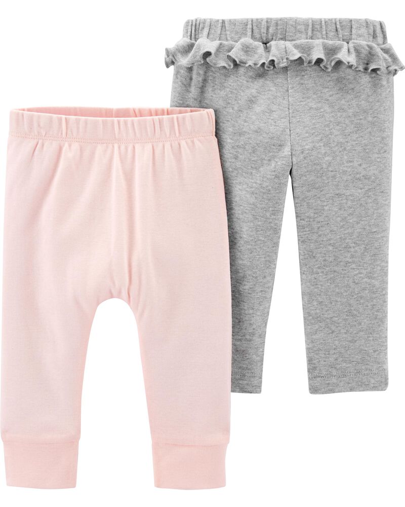 Carters Baby Girls 2-Pack Pants Pink//White 3M